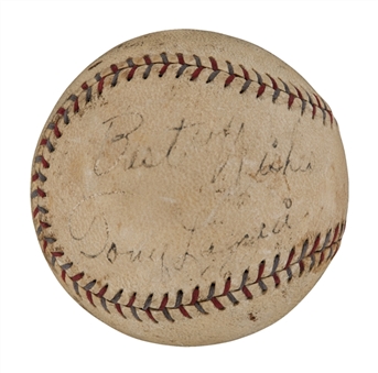 Tony Lazzeri Signed (N.L. Barnard 1927-1931) Baseball (PSA LOA)